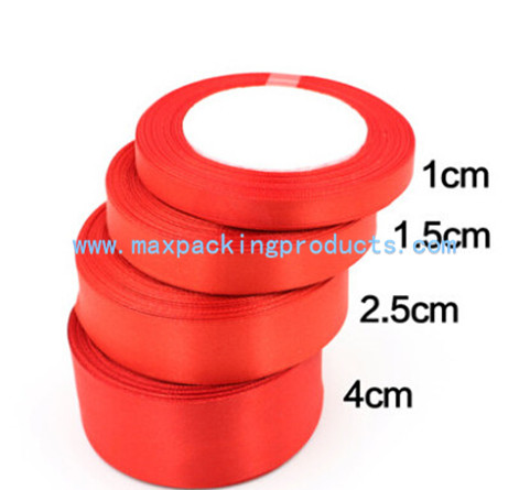 Red Polyester Satin Ribbon For Gift Packaging