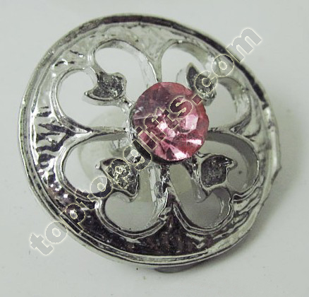 Round Rhinestone Button With Heart Flower