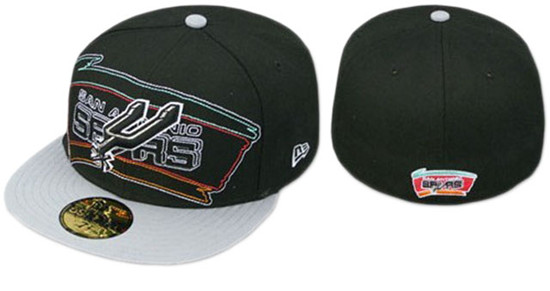 San Antonio Spurs Black Fitted Hat With Gray Brim