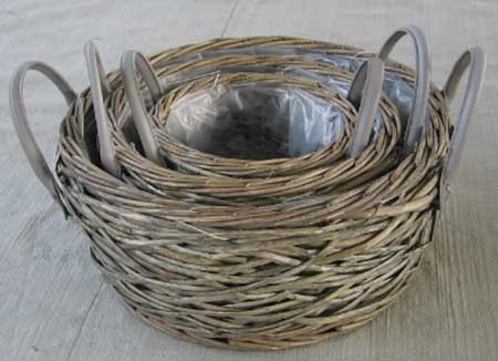 Sell Willow Basket Wicker Garden Vase Planter Zinc Flower Pot