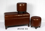 Set Of 3 Faux Leather Storage Ottoman