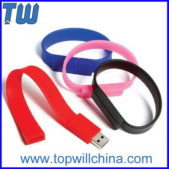 Silicone Wristband Bracelet Pen Drives With Free Logo Printing