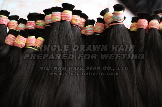 Single Drawn Hair Prepared For Weft