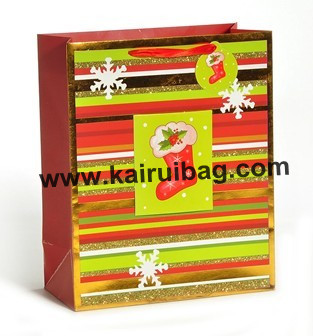 Sparkling Christmas Stocking Paper Gift Bag Kr224