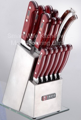 Stainless Steel Red Pakka Wood Handle Knife Set