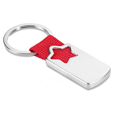 Star Shaped Metal Keychain With Polyester Webbing
