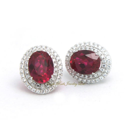 Synthetic Ruby Earring Corundum 925 Sterling Silver White Gold Plated Luxury And Elegant Women S Gif