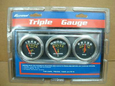 Triple Gauge Kit Oil Press Water Temp Ammeter