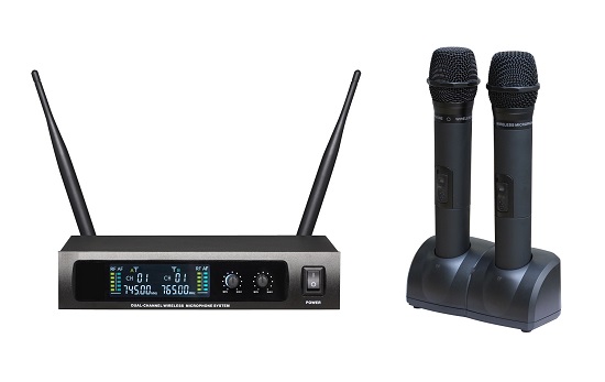 Uhf Dual Channel Rechargeable Wireless Microphone