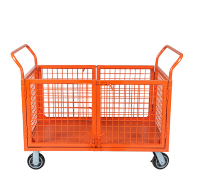 Warehouse Logistics Platform Trolley With Mesh Sides Mobile Industrial Flatbed Hand Rca 013
