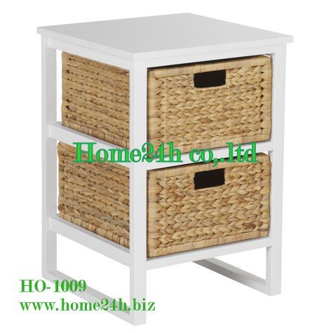 Water Hyacinth 2 Drawers Cabinet Wooden Frame