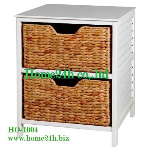 Water Hyacinth Cabinet 2 Drawers Wooden Frame