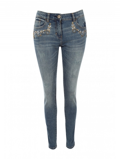 Women Embroidered Patch Jeans