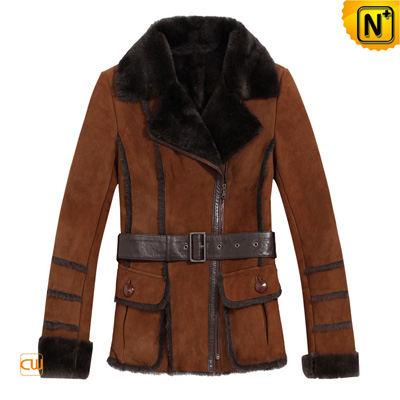Women S Leather Lamb Fur Lined Coats Real Belt