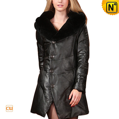 Women S Warm Leather Down Coat Rabbit Fur Hooded