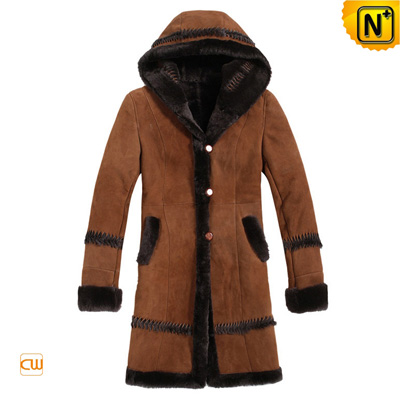 Women S Warm Winter Fur Lined Leather Hooded Coat