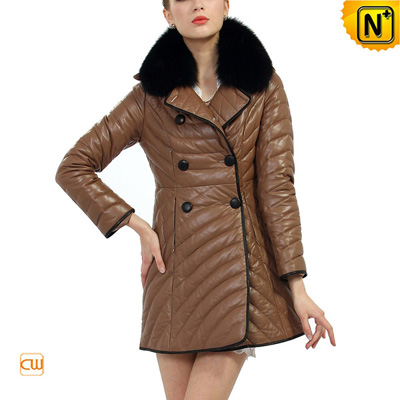 Women S Winter Sheepskin Leather Down Coat Fox Fur Collar