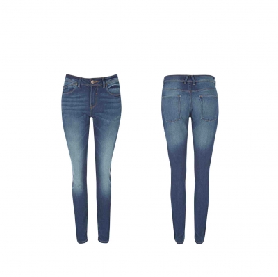 Women Skinny Jeans Mid Blue Dark