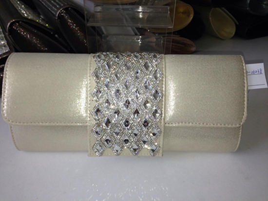 Womens Evening Elegant Jeweled Rhinestone Pleated Cocktail Party Handbag