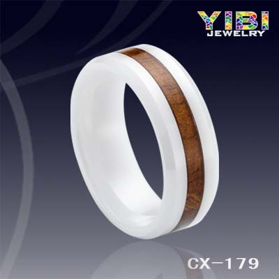 Wood Wedding Band Wholesale Jewelry Natural Inlaid Ceramic Ring