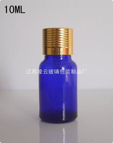 10ml Liquid Blue Glass Bottle Golden Cap