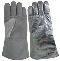 14 Grey Heat Protection Back Cowhide Leather Welding Gloves