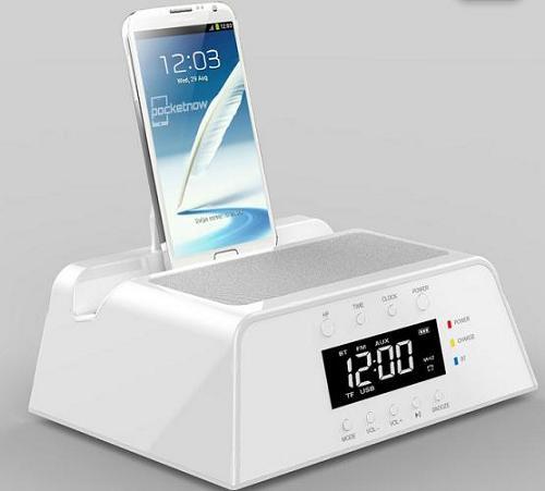 2014 Newest Populor Alarm Clock White Bluetooth Speaker With Led Display Sc