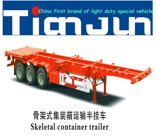 40t Tri Alxe 20ft Skeleton Container Semi Trailer Transport