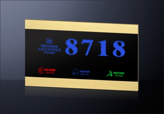 Able Best Selling Wireless Hotel Room Numbers Display Electronic Doorplate