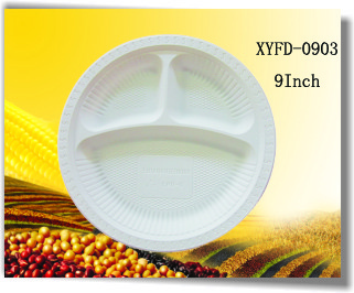 Biodegradable Plastic Plates 9 Inch 3 Compartments Xyfd 0903