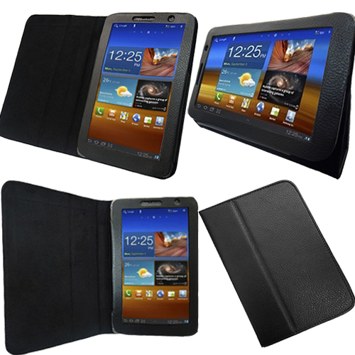 Black Leather Folio Case Cover Samsung Galaxy Tab 7 0 Plus