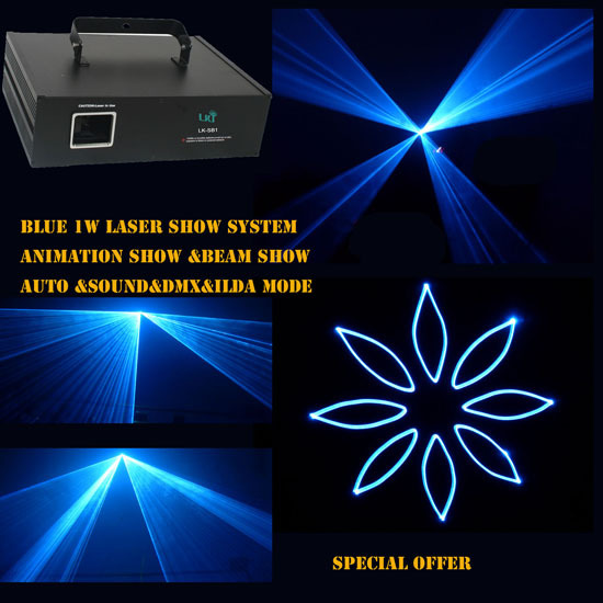 Blue 1watt Analog With 35kpps Multi Colors Animation Stage Performance Effe