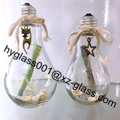 Clear 250ml Milky Tea Glass Bulb Lamp Shape Bottle With Stopper And Alumite