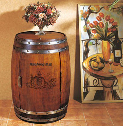 Ct48a Mini 18 Bottles Barrel Wine Cabinet 48l Capacity Wood Cooler Or