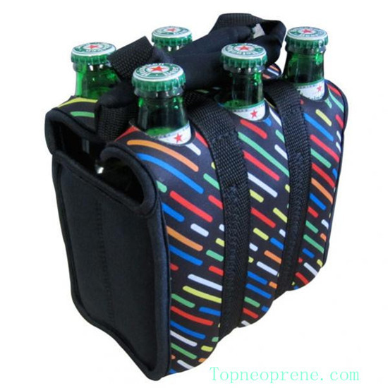 Custom 6 Pack Neoprene Beverage Beer Water Bottle Carrier Bag Cooler