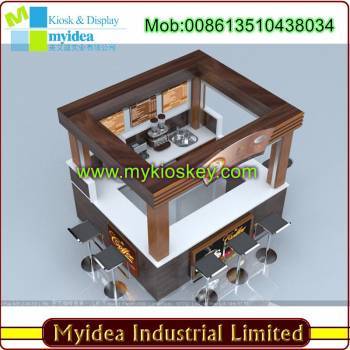 Customized Food Kiosk Plywood Coffee With Ceiling
