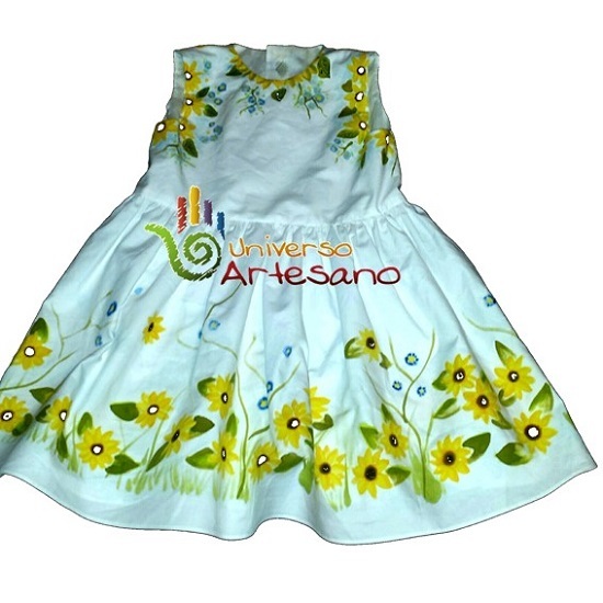 Dress For Girls Hand Pained 100 Pima Cotton Brand Universo Artesano