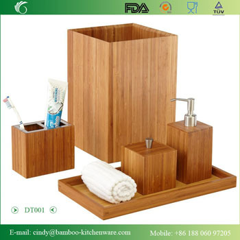 Dt001 Bamboo Bath And Vanity Set 5 Pcs Accessory