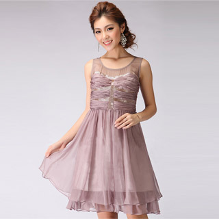Fashion Collection Ruffle Sleeveless Beaded Formal Dress