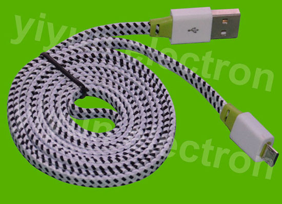 Flat Colorful Fabric Micro Usb Cable For Andriod Phones Htc Samsung Etc Yap
