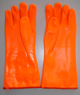 Flourescent Pvc Glove Gauntlet Sandy Finish