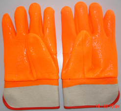 Flourescent Pvc Glove Safety Cuff Sandy Finish