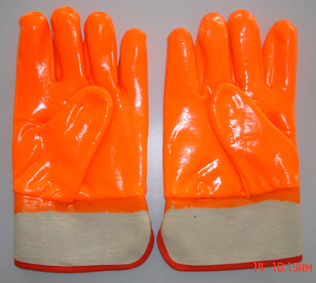 Flourescent Pvc Glove Safety Cuff Smooth Finish