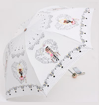 Folding Umbrella White Rain
