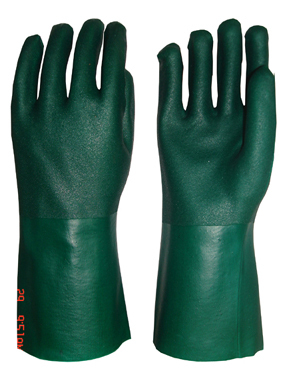 Green Double Dipped Pvc Glove Fine Sandy Finish