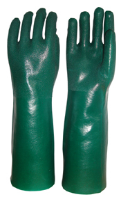 Green Double Dipped Pvc Glove Spray Sandy Finish
