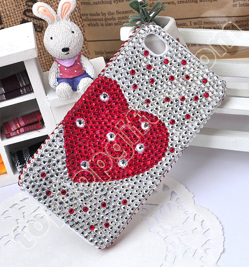 Iphone4 Red Heart Rhinestone Mobile Phone Shell 2012 Fashion Accessories