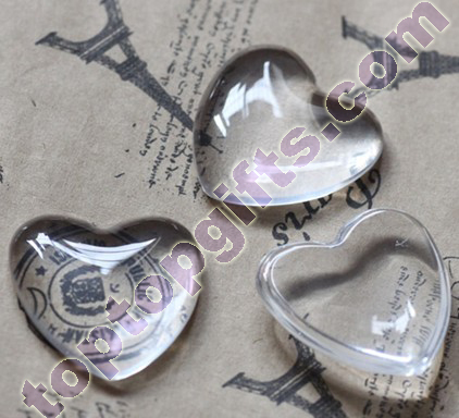 Large Heart Glass Cabochon Flat Clear Stones