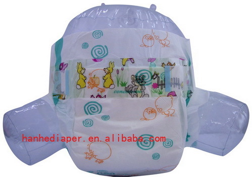 Lovely Diapers Baby With Cartoon Picture