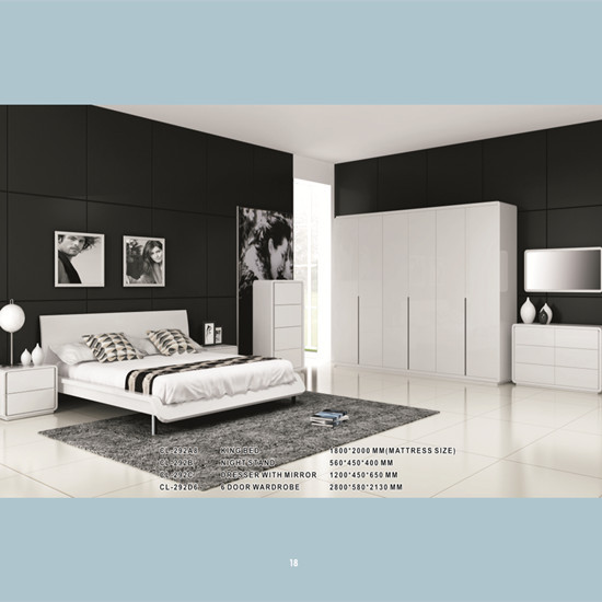 Modern Bedroom Set With White High Gloss Lacquer Manufacture